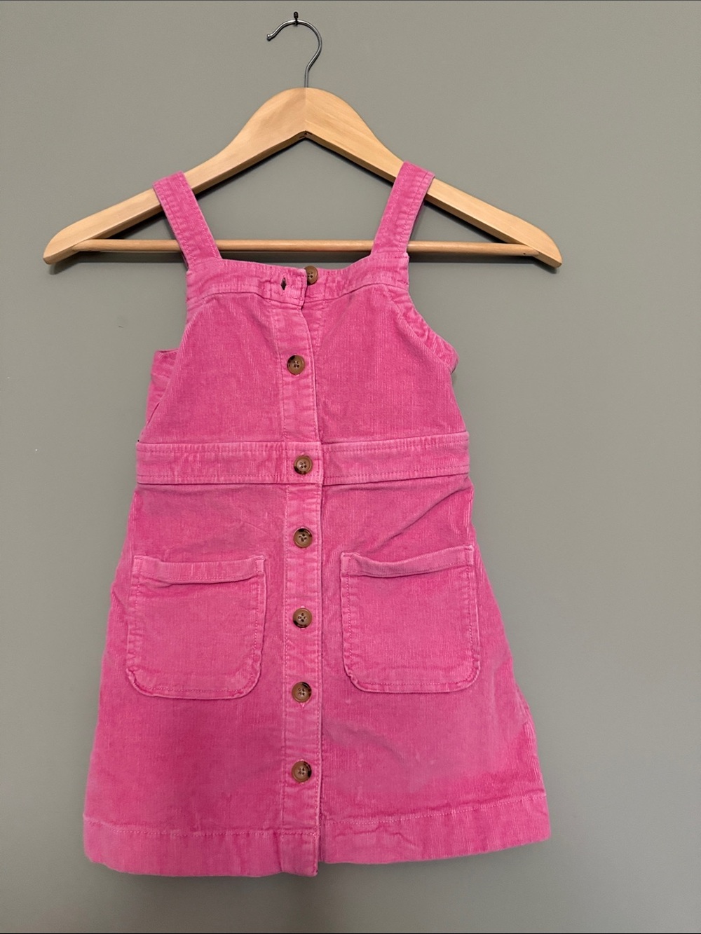 Crewcuts Girls Pink Corduroy Button-Front Pinafore Dress